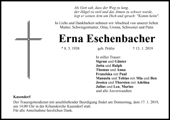 Anzeige von Erna Eschenbacher von MGO