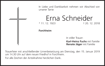 Anzeige von Erna Schneider von MGO
