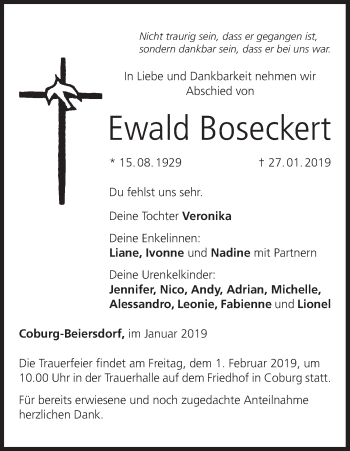 Anzeige von Ewald Boseckert von MGO