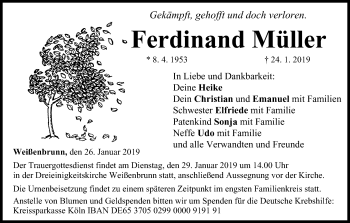 Anzeige von Ferdinand Müller von MGO