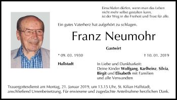 Anzeige von Franz Neumohr von MGO