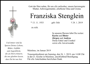 Anzeige von Franziska Stenglein von MGO
