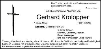Anzeige von Gerhard Krolopper von MGO