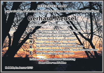 Anzeige von Gerhard Meusel von MGO