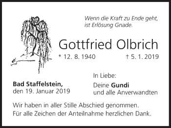 Anzeige von Gottfried Olbrich von MGO