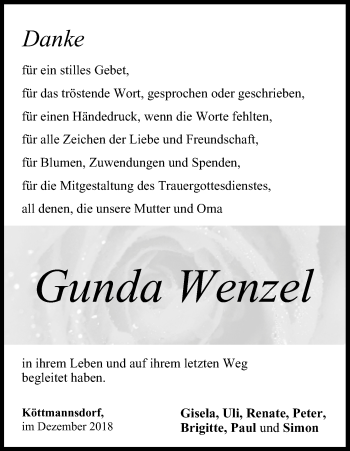 Anzeige von Gunda Wenzel von MGO