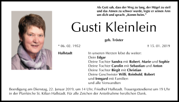 Anzeige von Gusti Kleinlein von MGO