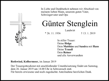 Anzeige von Günter Stenglein von MGO