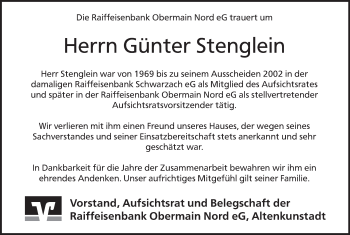 Anzeige von Günter Stenglein von MGO