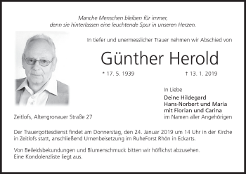 Anzeige von Günther Herold von MGO