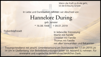 Anzeige von Hannelore During von MGO