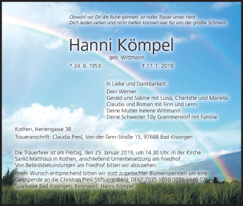 Anzeige von Hanni Kömpel von MGO