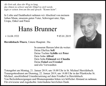 Anzeige von Hans Brunner von MGO