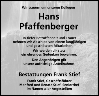 Anzeige von Hans Pfaffenberger von MGO