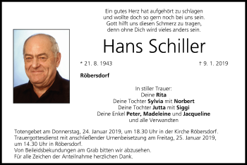 Anzeige von Hans Schiller von MGO