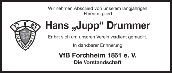 Anzeige von Hans Jupp Drummer von MGO