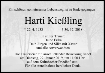 Anzeige von Harti Kießling von MGO