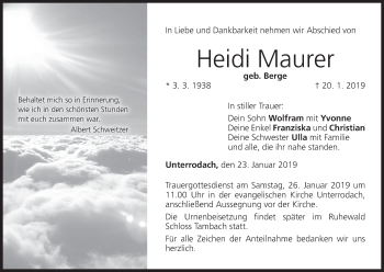 Anzeige von Heidi Maurer von MGO