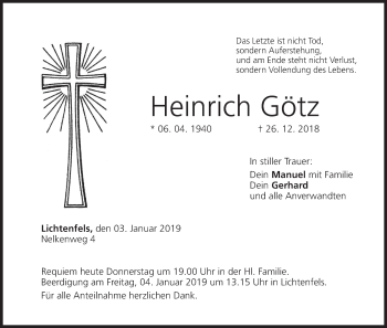 Anzeige von Heinrich Götz von MGO