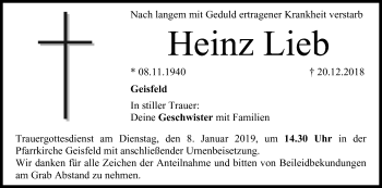 Anzeige von Heinz Lieb von MGO