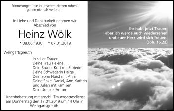 Anzeige von Heinz Wölk von MGO