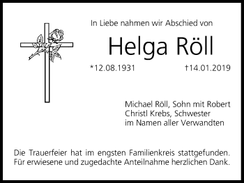 Anzeige von Helga Röll von MGO