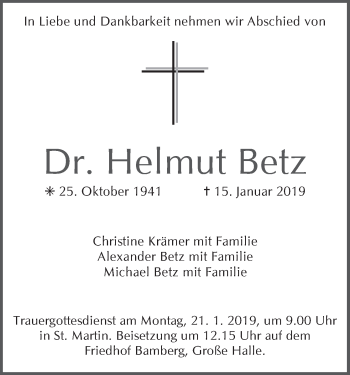 Anzeige von Helmut Betz von MGO