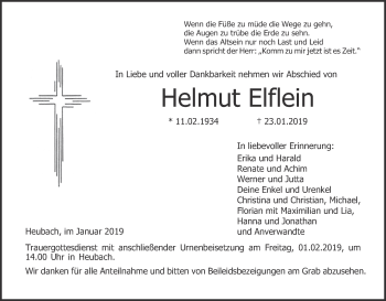 Anzeige von Helmut Elflein von MGO