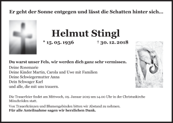 Anzeige von Helmut Stingl von MGO