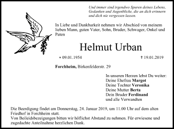 Anzeige von Helmut Urban von MGO