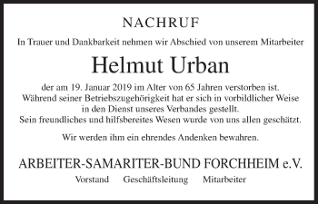 Anzeige von Helmut Urban von MGO