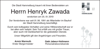Anzeige von Henryk Zawada von MGO