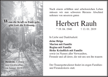 Anzeige von Herbert Rauh von MGO