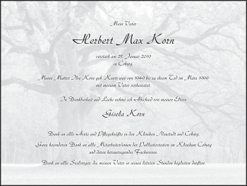 Anzeige von Herbert Max Korn von MGO