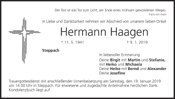 Anzeige von Hermann Haagen von MGO