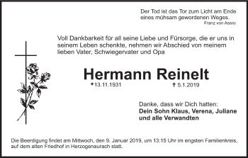 Anzeige von Hermann Reinelt von MGO