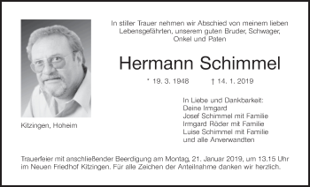 Anzeige von Hermann Schimmel von MGO