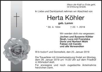 Anzeige von Herta Köhler von MGO