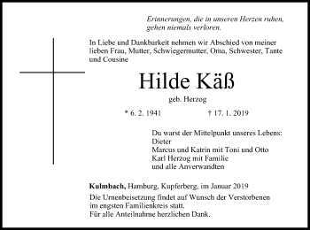 Anzeige von Hilde Käß von MGO