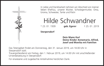 Anzeige von Hilde Schwandner von MGO