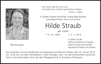 Anzeige von Hilde Straub von MGO