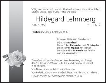 Anzeige von Hildegard Lehmberg von MGO