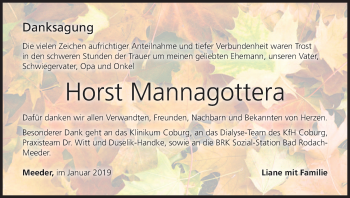 Anzeige von Horst Mannagottera von MGO