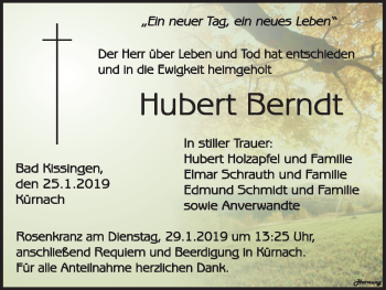 Anzeige von Hubert Berndt von MGO