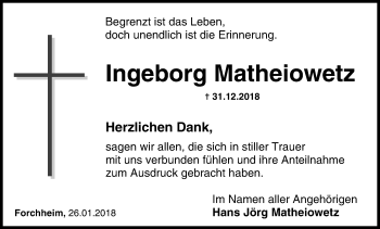 Anzeige von Ingeborg Matheiowetz von MGO
