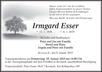 Anzeige von Irmgard Esser von MGO