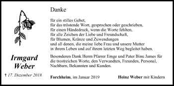 Anzeige von Irmgard Weber von MGO