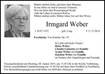 Anzeige von Irmgard Weber von MGO