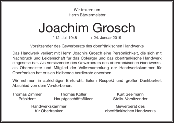 Anzeige von Joachim Grosch von MGO