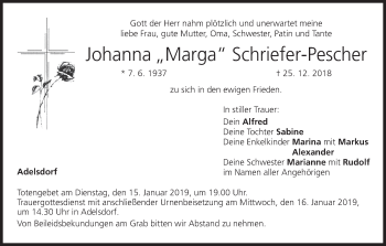 Anzeige von Johanna Schriefer-Pescher von MGO
